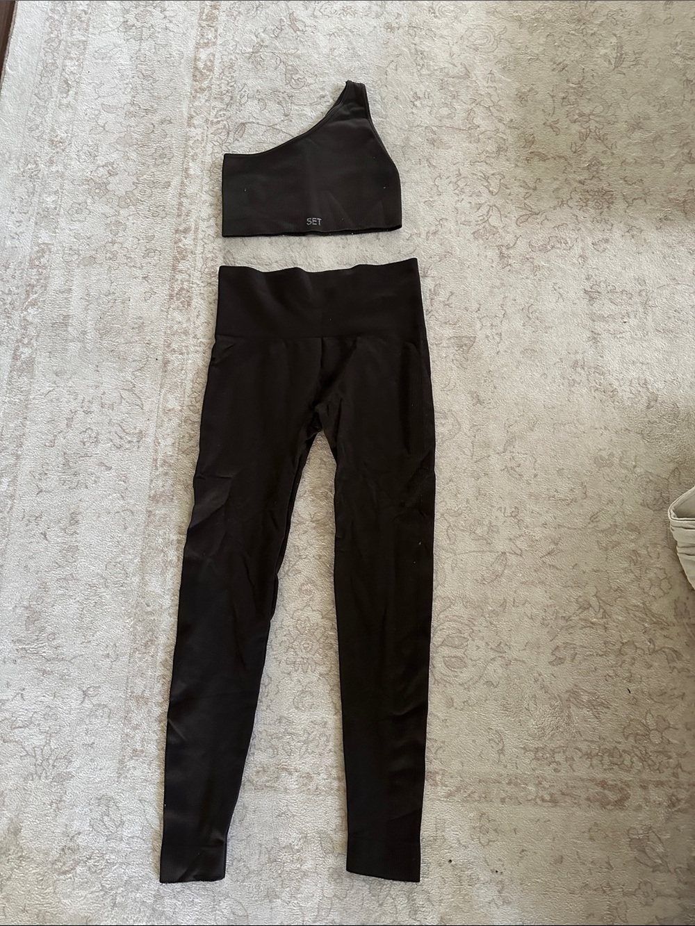 SET Active Black One-Shoulder Sports Bra & High-Waist Leggings Set